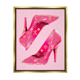 Stupell Pink Glam Logo Shoes Framed Floater Canvas Wall Art Design by Lil' Rue