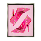 Stupell Pink Glam Logo Shoes Framed Floater Canvas Wall Art Design by Lil' Rue