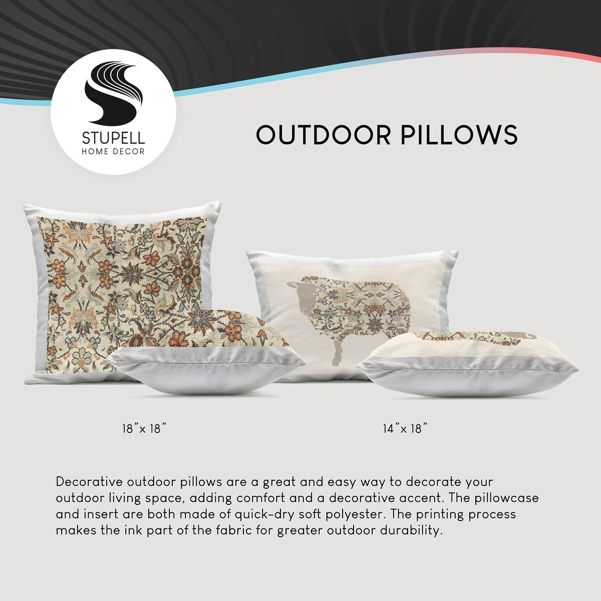 Stupell Playful Heart & Flowers Printed Outdoor Throw Pillow Design by LSR Design Studio