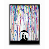 Stupell Rainbow Rain Drops Umbrella Dog Silhouette Framed Wall Art, 11x14, Proudly Made in USA - Multi-color