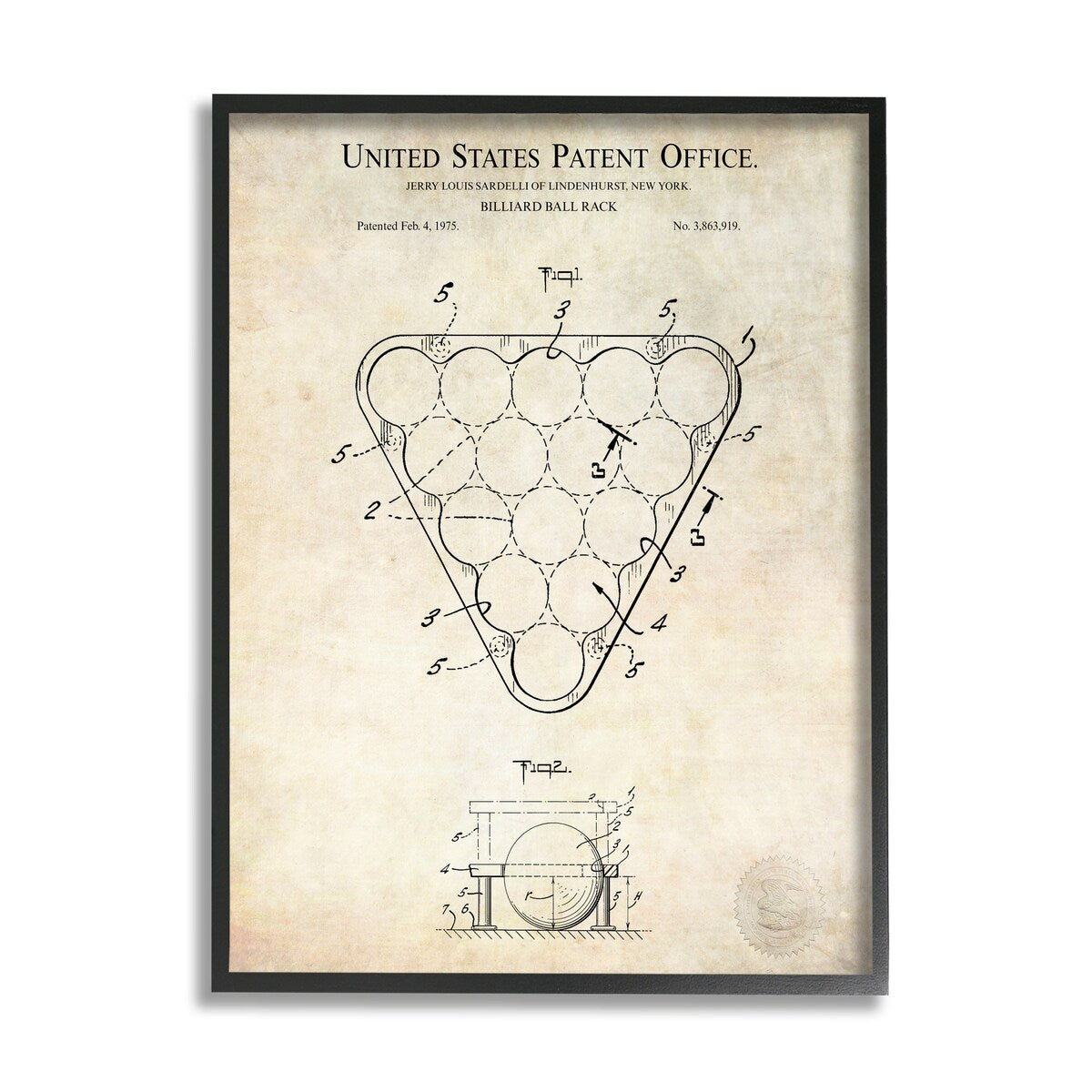 Stupell Vintage Billiards Pool Game Diagram Blueprint Design Framed Wall Art - Beige