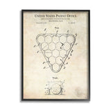 Stupell Vintage Billiards Pool Game Diagram Blueprint Design Framed Wall Art - Beige