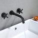 Sturdy Matte Black Wall Mount Bathroom Faucet, Cross Handles, Solid Brass Construction, Easy Installation