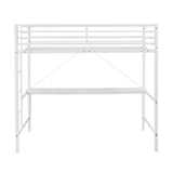Sturdy Metal Loft Bed Frame with Desk and Safety Rails