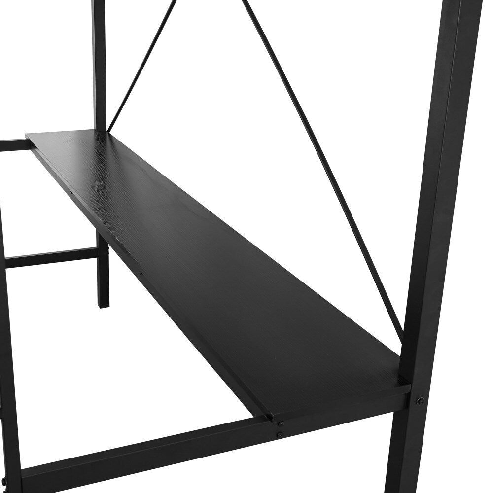 Sturdy Metal Loft Bed Frame with Desk and Safety Rails