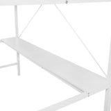 Sturdy Metal Loft Bed Frame with Desk and Safety Rails