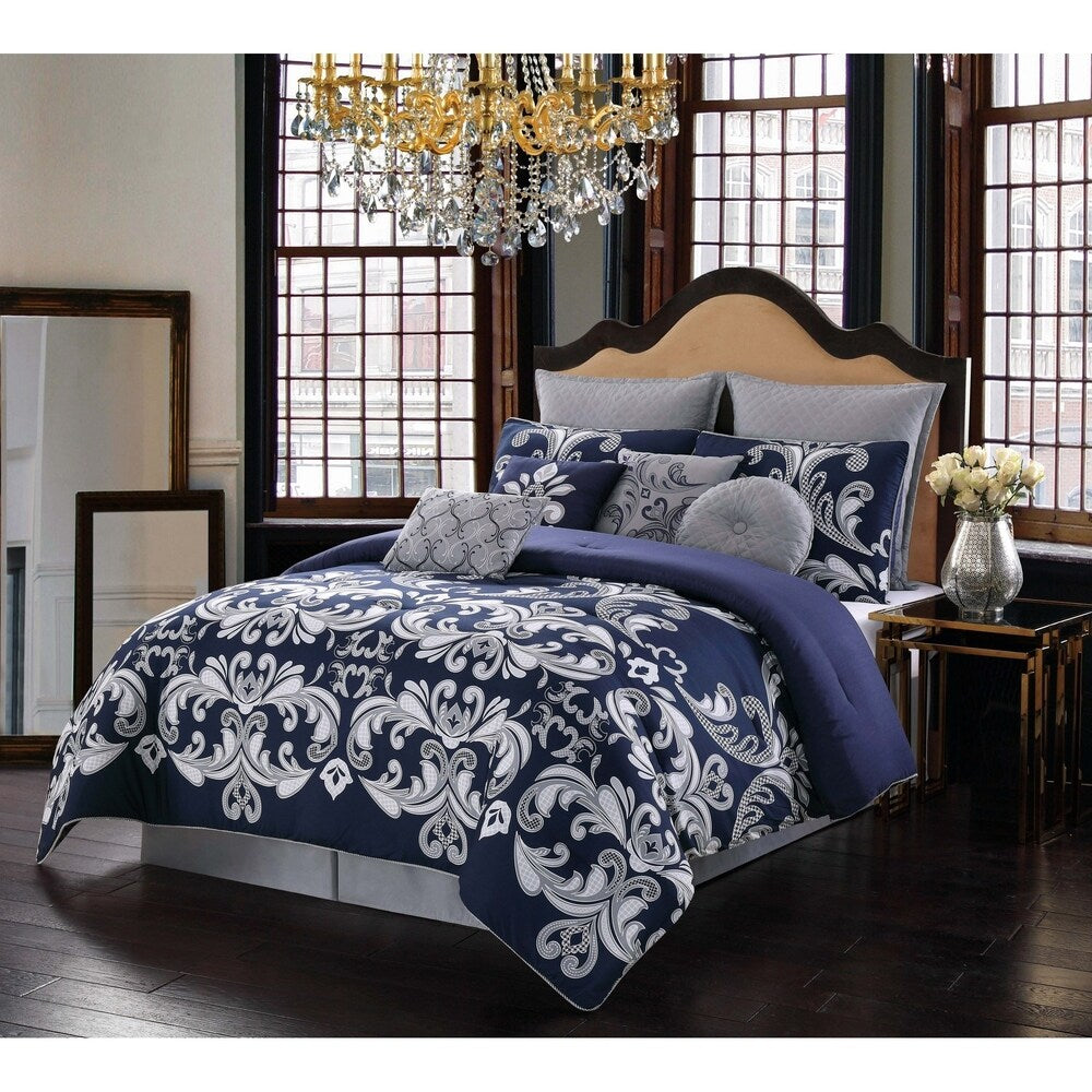 Style 212 Dolce 10 Piece Comforter Set - Navy