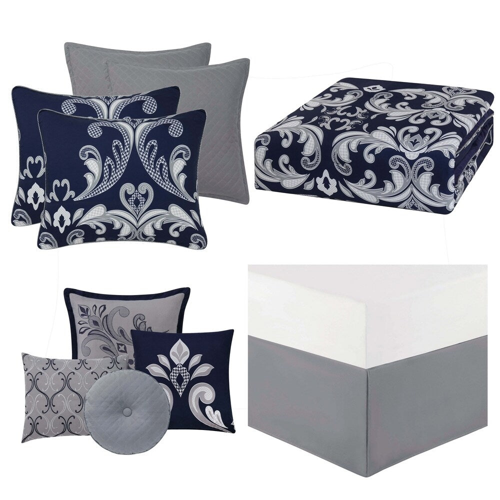 Style 212 Dolce 10 Piece Comforter Set - Navy