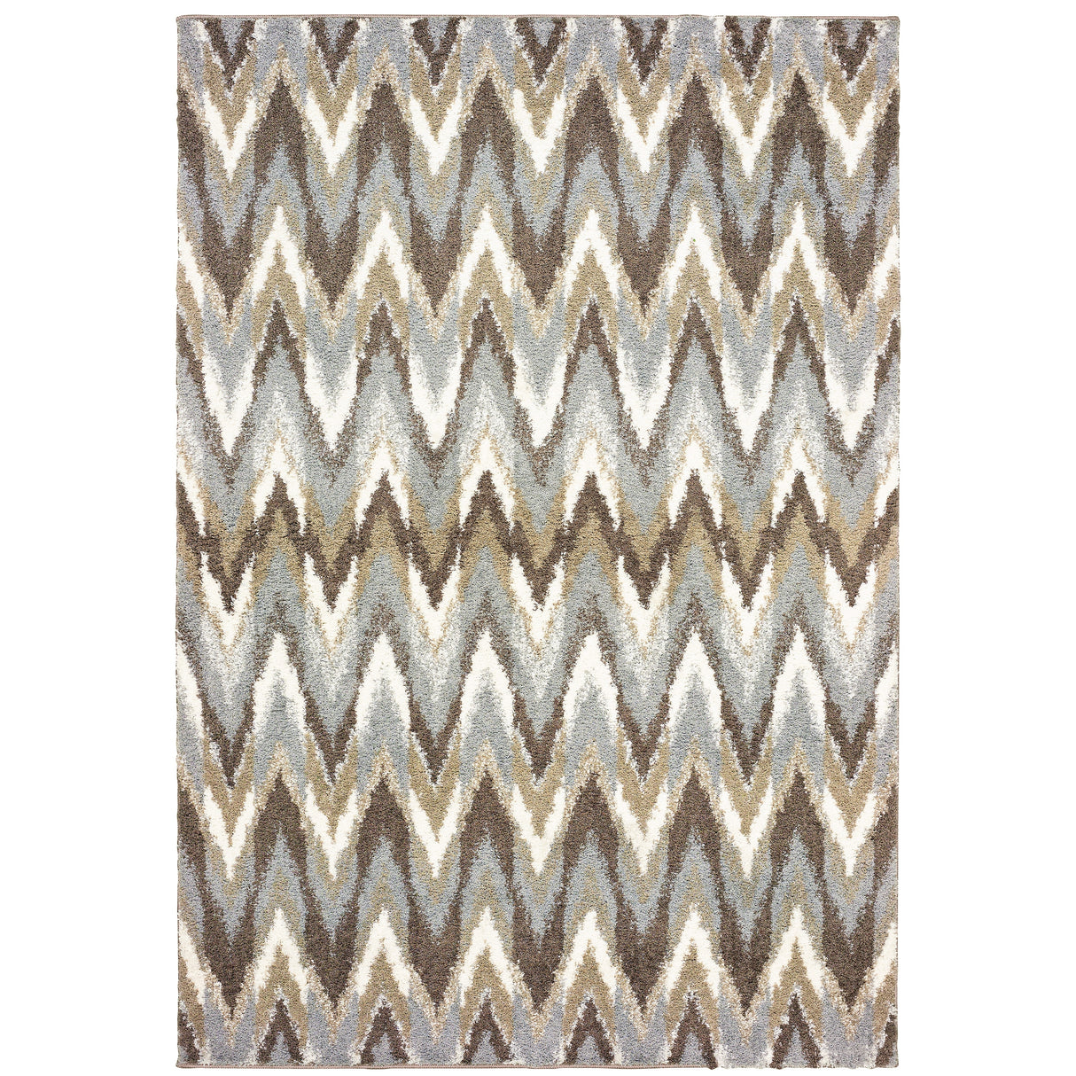 Style Haven Chevron Plush Microfiber Grey/Brown Area Rug