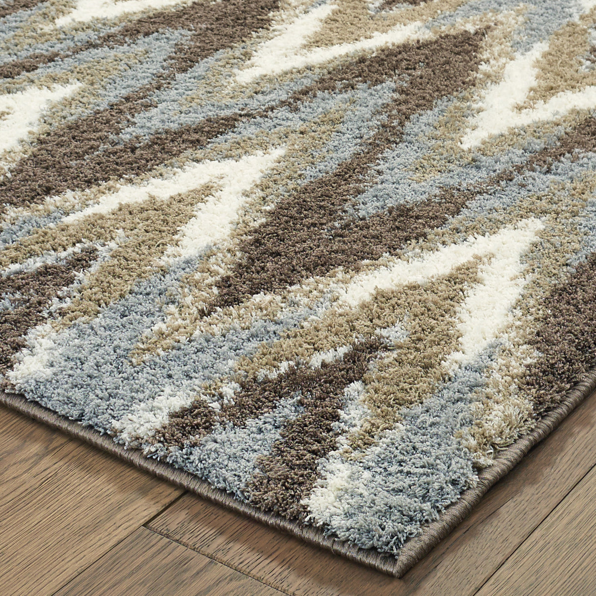Style Haven Chevron Plush Microfiber Grey/Brown Area Rug