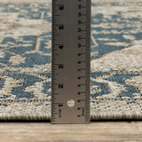 Vista Home Higgins Traditional Medallion Blue-Green/ Taupe Indoor/ Outdoor Area Rug