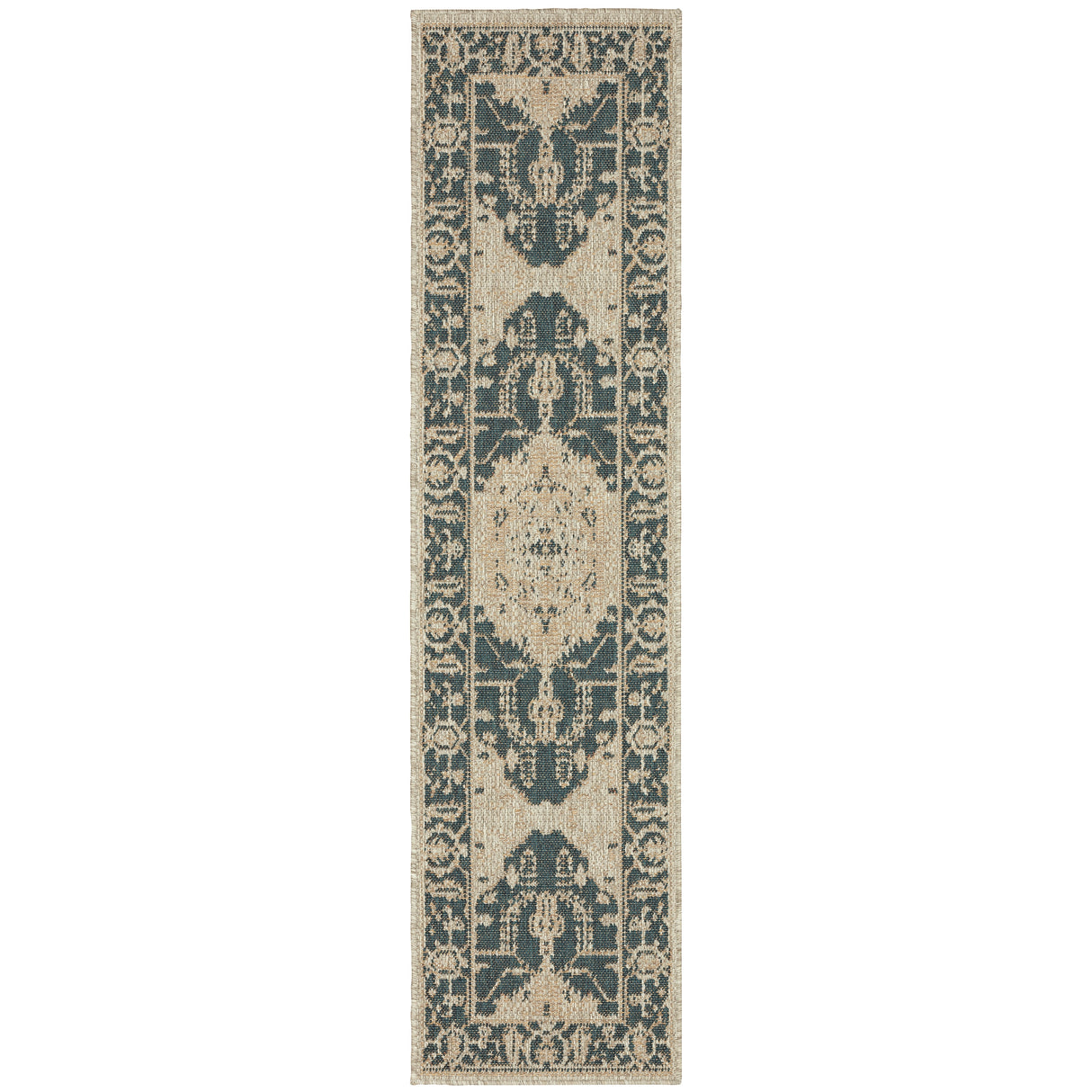 Vista Home Higgins Traditional Medallion Blue-Green/ Taupe Indoor/ Outdoor Area Rug