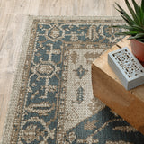 Vista Home Higgins Traditional Medallion Blue-Green/ Taupe Indoor/ Outdoor Area Rug