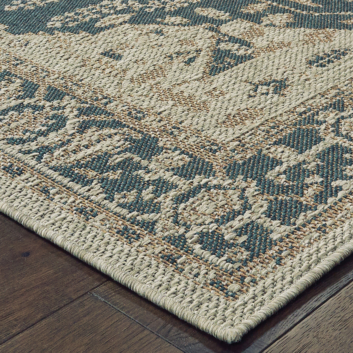 Vista Home Higgins Traditional Medallion Blue-Green/ Taupe Indoor/ Outdoor Area Rug