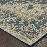 Vista Home Higgins Traditional Medallion Blue-Green/ Taupe Indoor/ Outdoor Area Rug