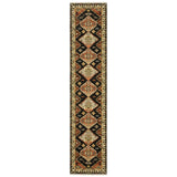 Style Haven Leander Tribal Triple Medallion Charcoal/ Multi Fringed Wool Blend Rug-