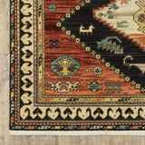 Style Haven Leander Tribal Triple Medallion Charcoal/ Multi Fringed Wool Blend Rug-