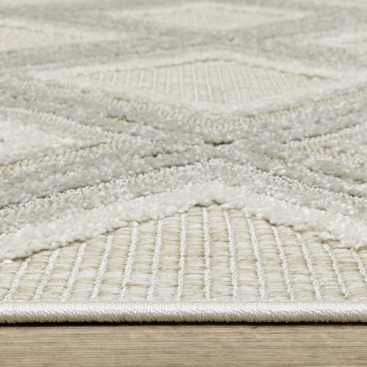 Style Haven Thassos Textured Diamonds Grey/ Beige Mixed Pile Area Rug