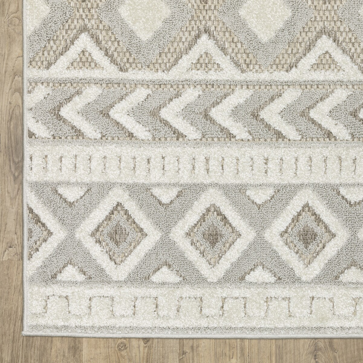 Style Haven Thassos Tribal Lines Grey/ Beige Mixed Pile Area Rug