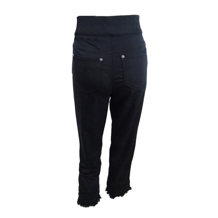 Style & Co. Women's Crochet Fringe Capri Pants (S, Deep Black)
