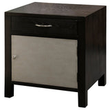 1-Door Metallic Silver and Dark Brown Espresso Side Chest