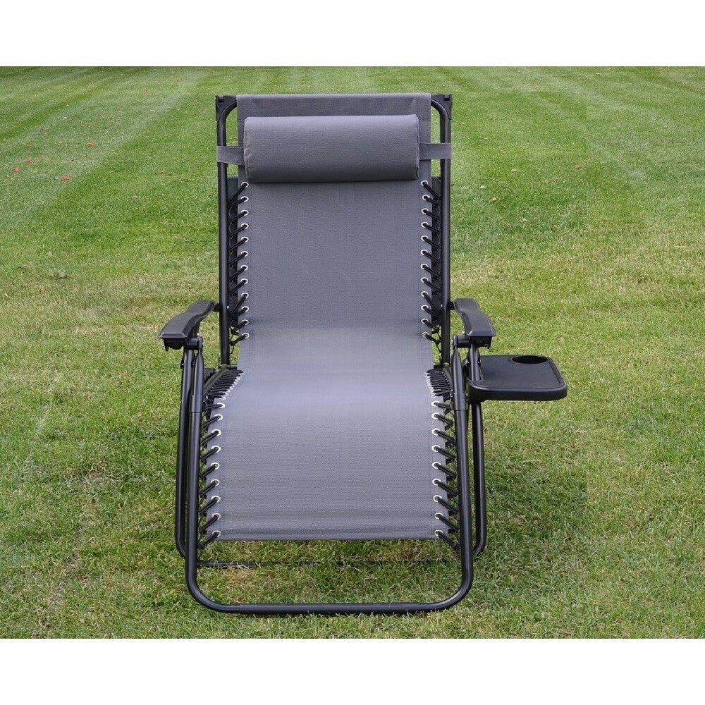 Deluxe Zero Gravity Chair with Canopy and Tray - Gray