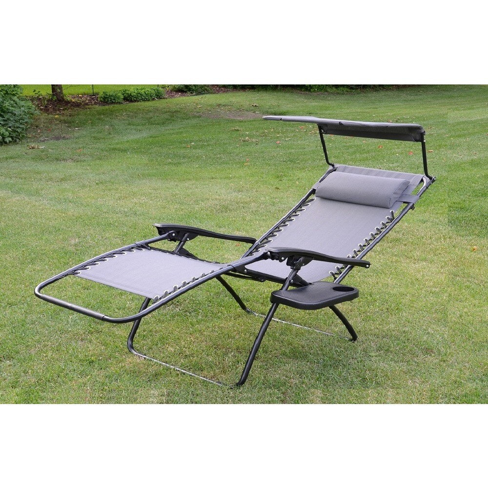 Deluxe Zero Gravity Chair with Canopy and Tray - Gray