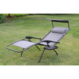 Deluxe Zero Gravity Chair with Canopy and Tray - Gray