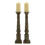 Stylish 18189 Wood Metal Candle Holder (Set of 2)