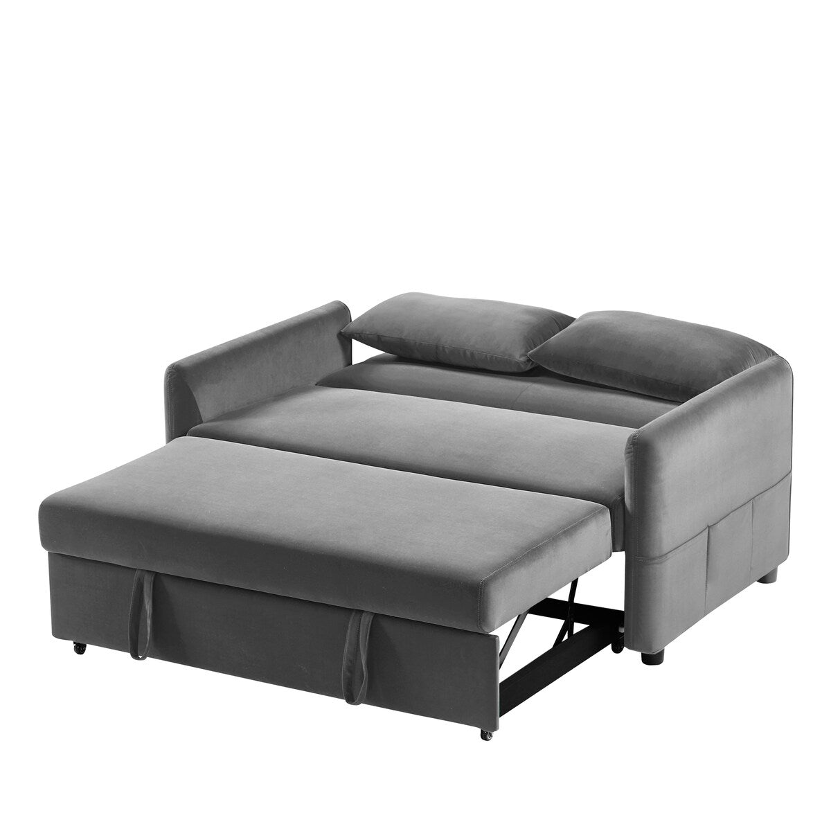 Stylish Dark Gray Convertible Loveseat