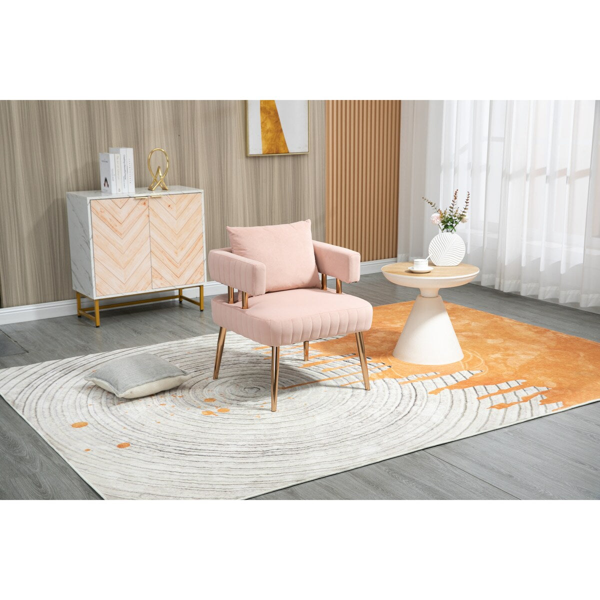 Stylish Design Accent Chair, Leisure Single Chair with Golden feet