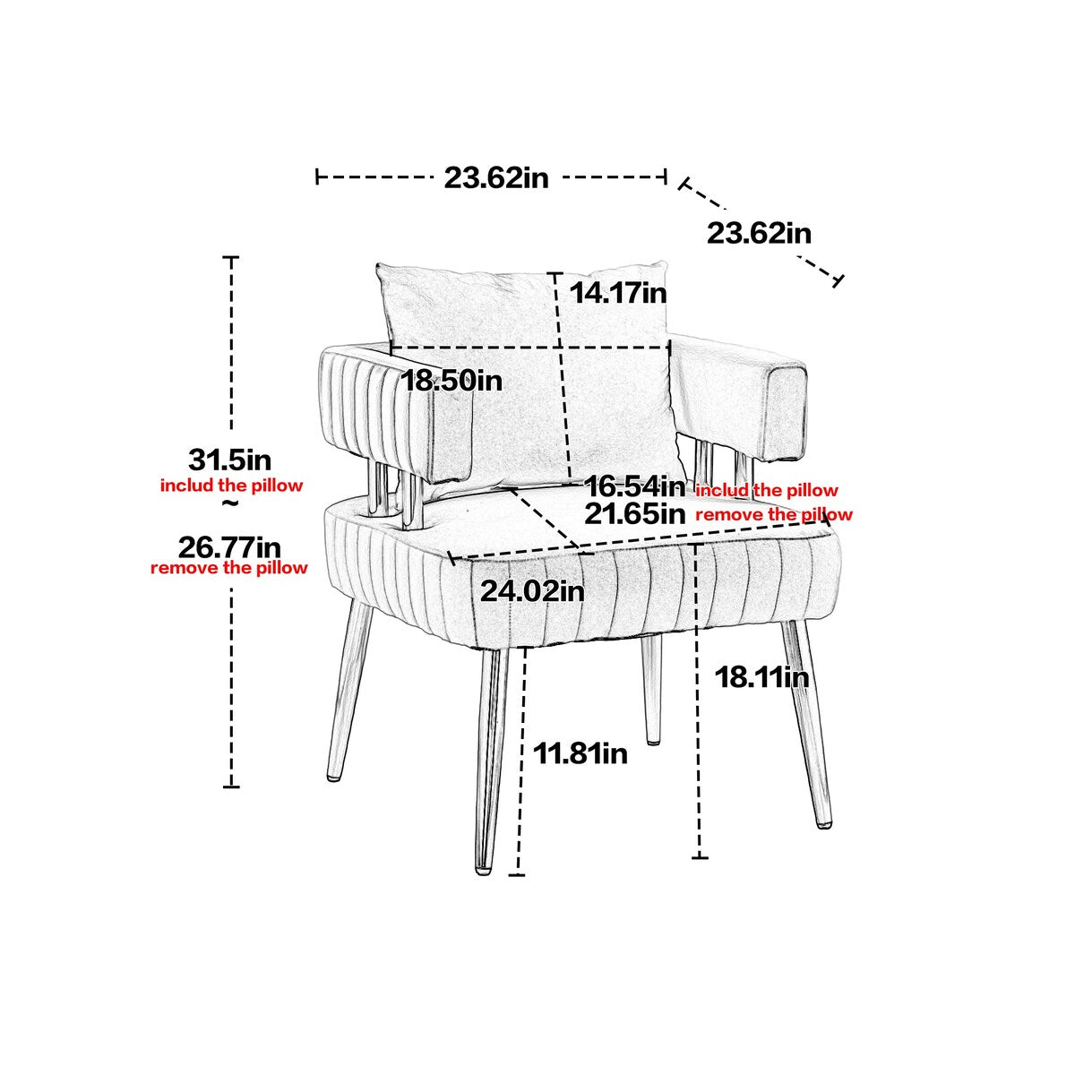 Stylish Design Accent Chair, Leisure Single Chair with Golden feet