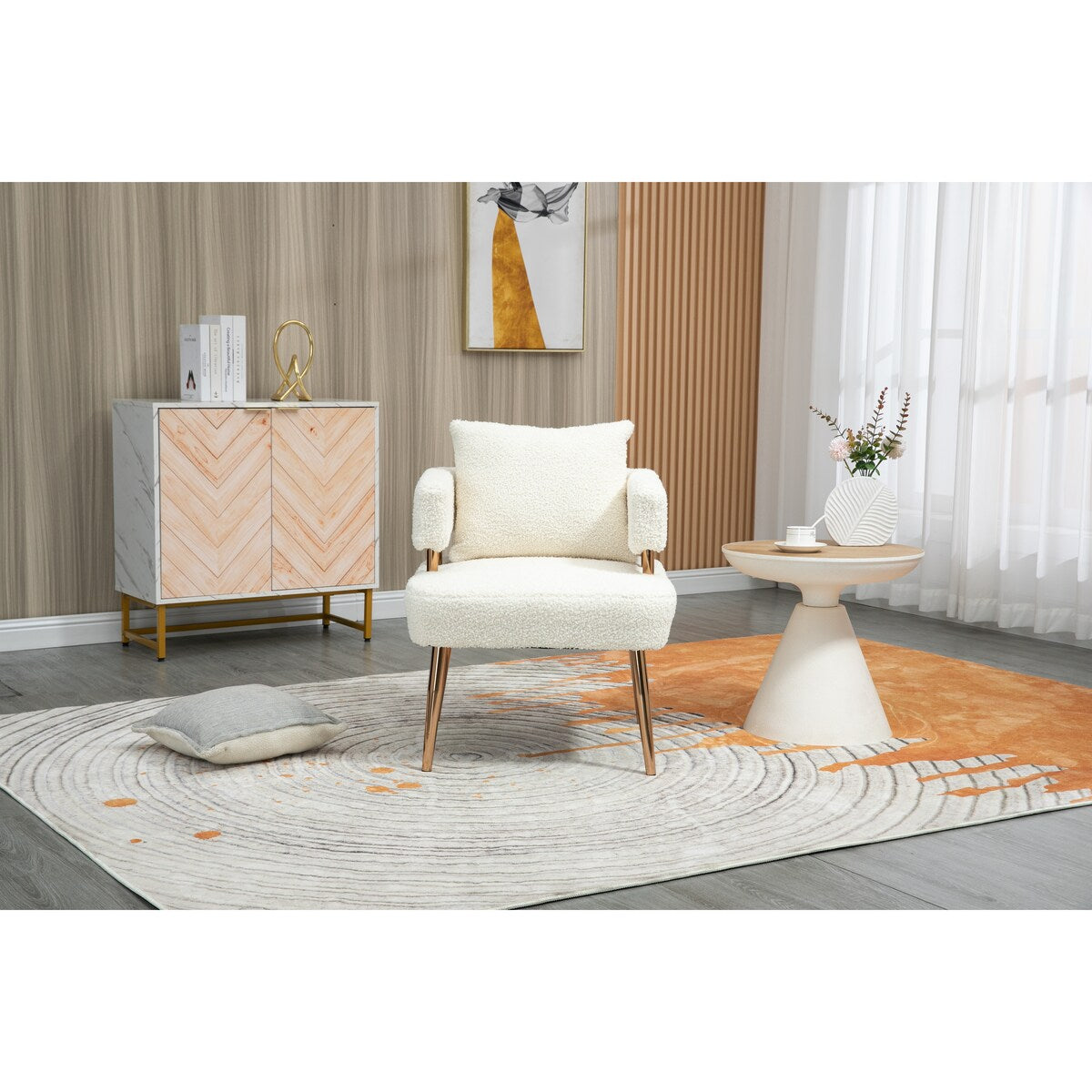 Stylish Design Accent Chair, Leisure Single Chair with Golden feet