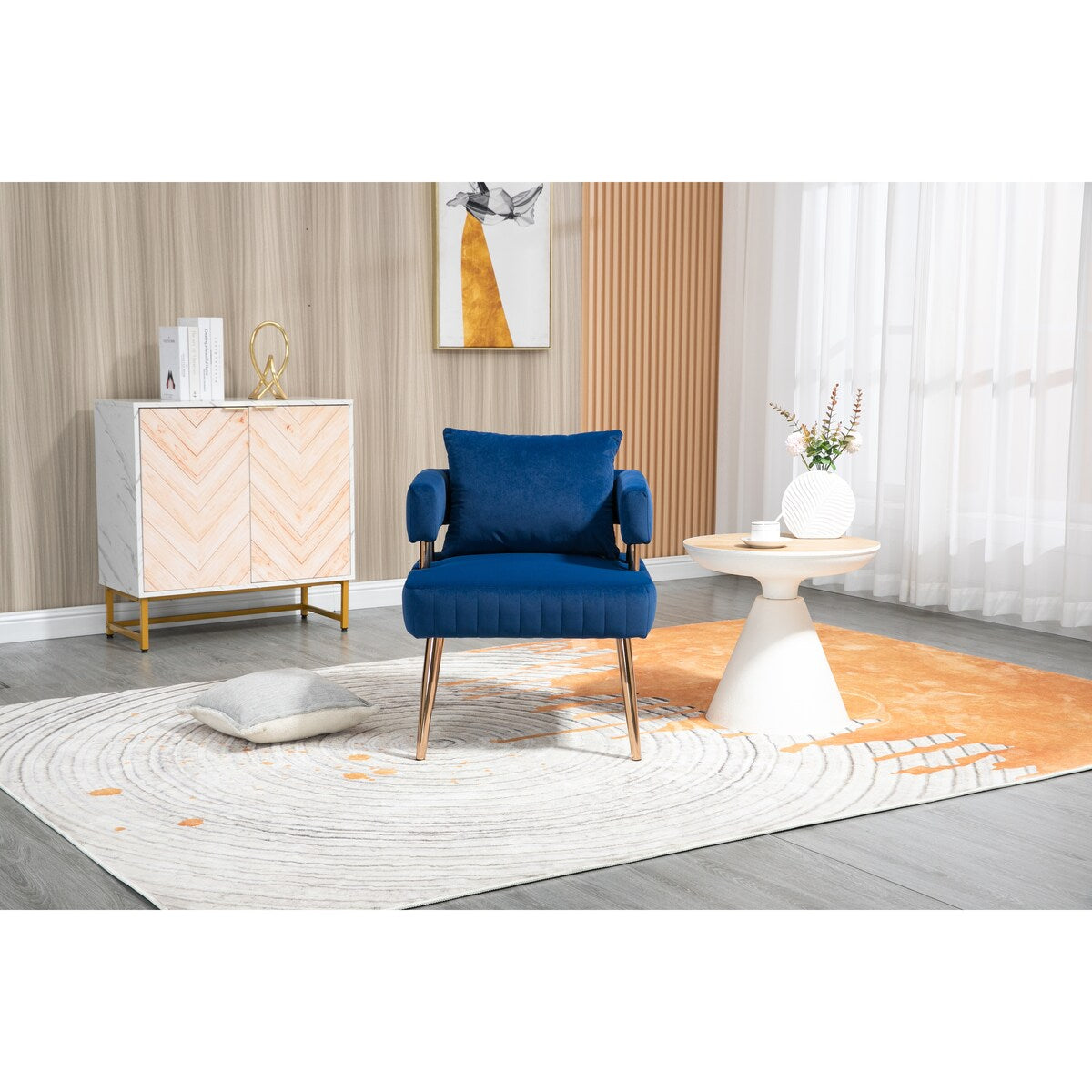 Stylish Design Accent Chair, Leisure Single Chair with Golden feet