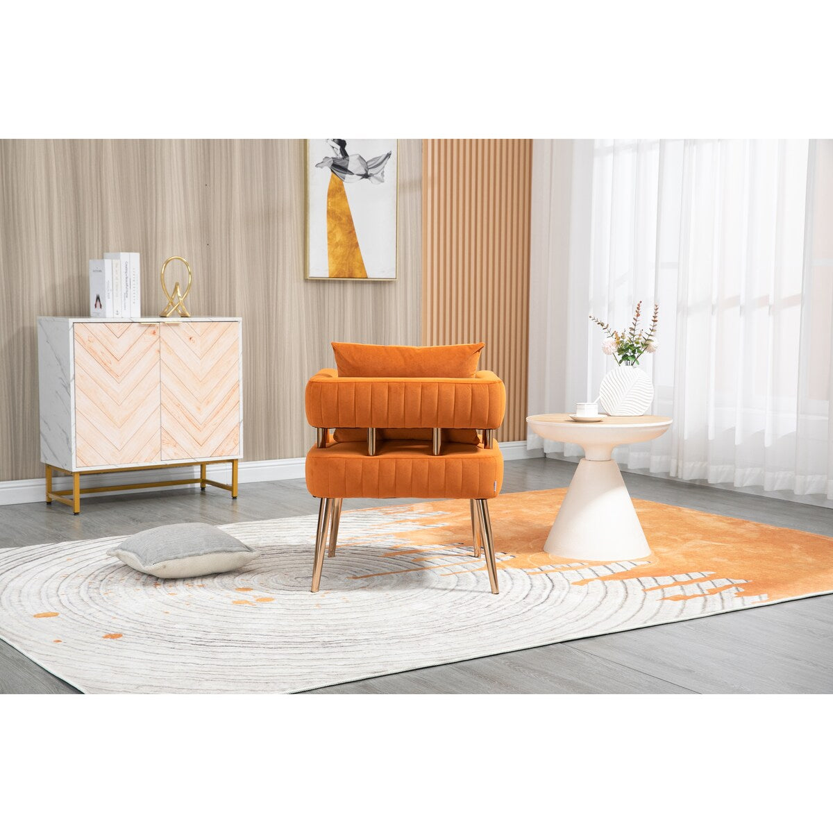 Stylish Design Accent Chair, Leisure Single Chair with Golden feet