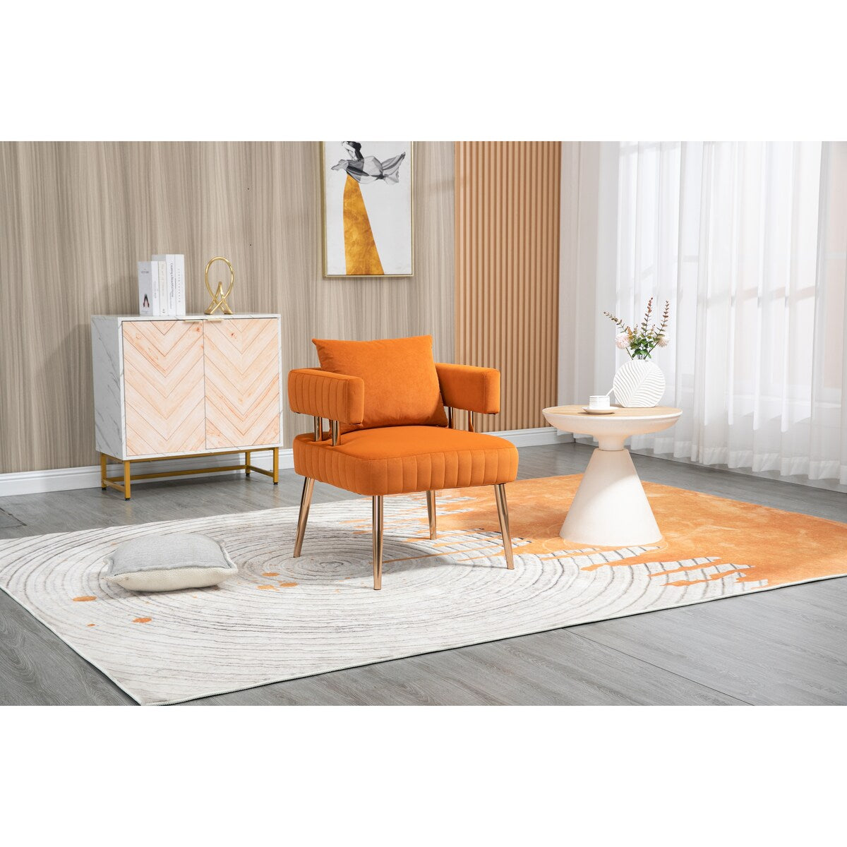Stylish Design Accent Chair, Leisure Single Chair with Golden feet