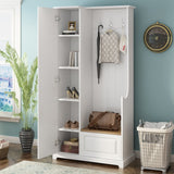 Stylish Design Hall Tree with Flip-Up Bench, Minimalist Hallway Shoe Cabinet with Adjustable Shelves