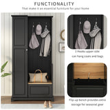 Stylish Design Hall Tree with Flip-Up Bench, Minimalist Hallway Shoe Cabinet with Adjustable Shelves