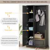 Stylish Design Hall Tree with Flip-Up Bench, Minimalist Hallway Shoe Cabinet with Adjustable Shelves