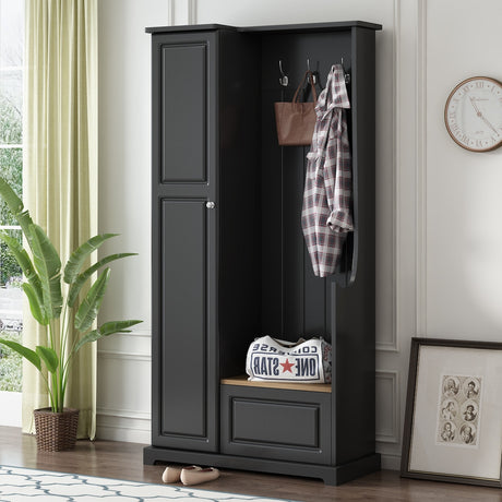 Stylish Design Hall Tree with Flip-Up Bench, Minimalist Hallway Shoe Cabinet with Adjustable Shelves