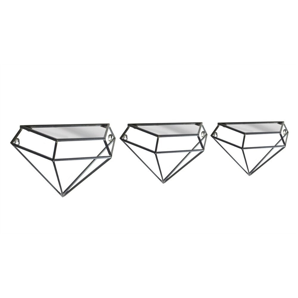 Stylish Metal Diamond Wall Shelves, Set Of 3