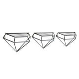 Stylish Metal Diamond Wall Shelves, Set Of 3