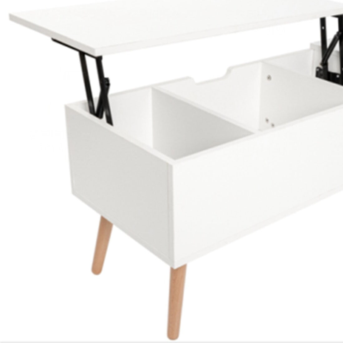 Stylish Minimalist Wooden Rectangular Coffee Table with Lift Table Top