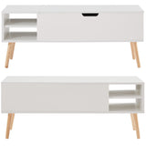 Stylish Minimalist Wooden Rectangular Coffee Table with Lift Table Top