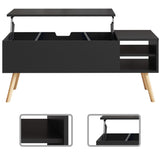 Stylish Minimalist Wooden Rectangular Coffee Table with Lift Table Top
