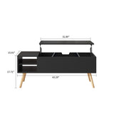 Stylish Minimalist Wooden Rectangular Coffee Table with Lift Table Top