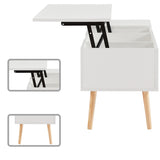 Stylish Minimalist Wooden Rectangular Coffee Table with Lift Table Top