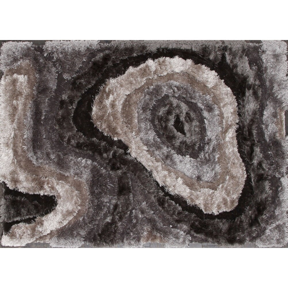 Stylish Swirl Grey Shag Swirl Pattern Area Rug