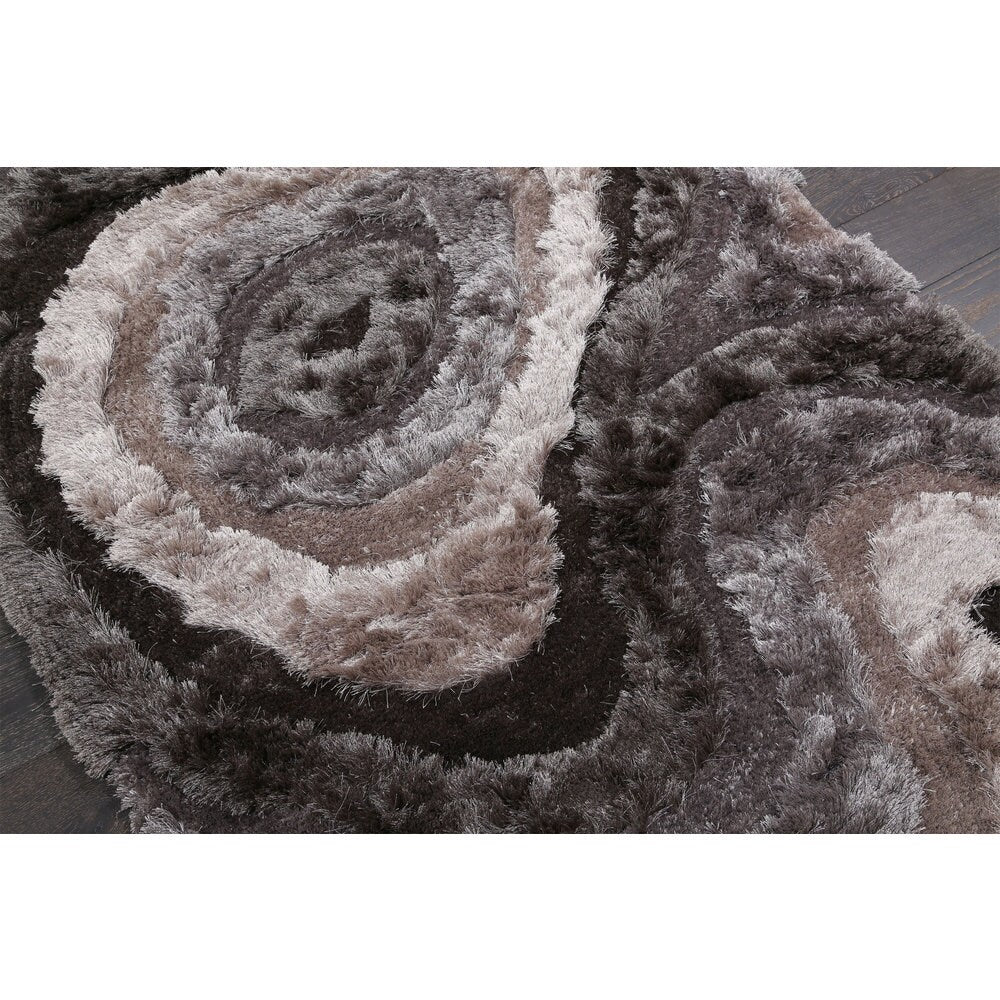 Stylish Swirl Grey Shag Swirl Pattern Area Rug