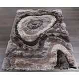 Stylish Swirl Grey Shag Swirl Pattern Area Rug